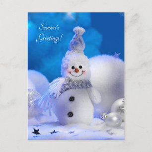 cute happy snowman holiday postcard