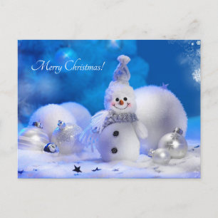 cute happy snowman holiday postcard