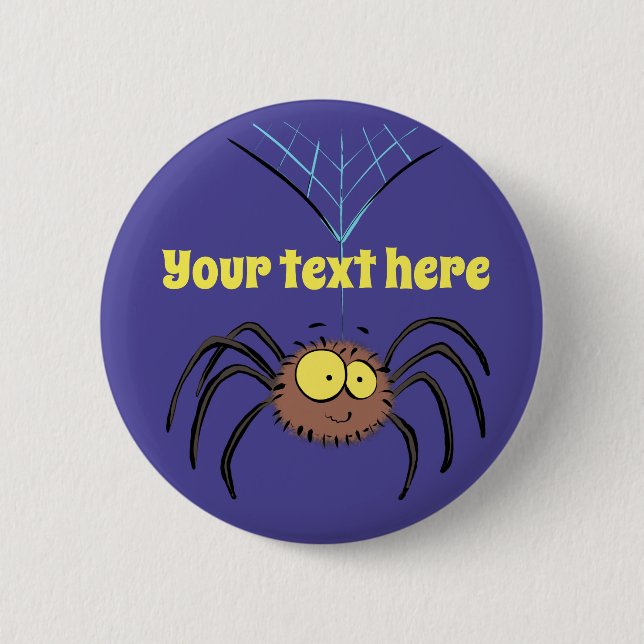 cute, happy spider cartoon 2 inch round button (Front)