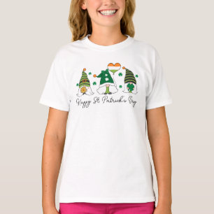 Cute Happy St Patrick's Day Gnomes  T-Shirt