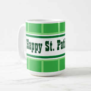 Cute Happy St. Patrick's Day Striped Green Coffee Mug