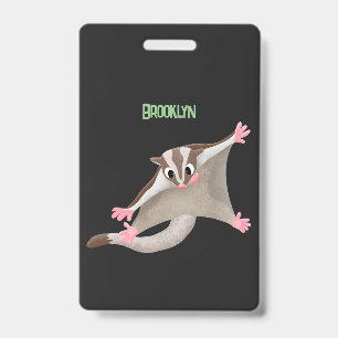 Cute happy sugar glider cartoon illustration badge