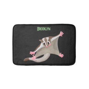 Cute happy sugar glider cartoon illustration bath mat