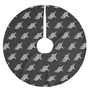 Cute happy sugar glider cartoon illustration brushed polyester tree skirt