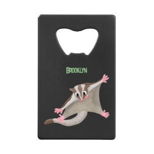 Cute happy sugar glider cartoon illustration credit card bottle opener