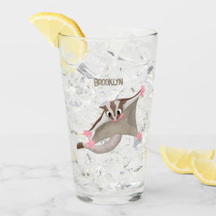Cute happy sugar glider cartoon illustration glass