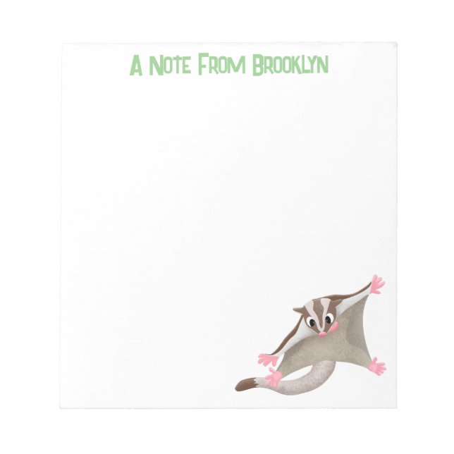 Cute happy sugar glider cartoon illustration notepad (Front)