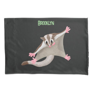 Cute happy sugar glider cartoon illustration pillowcase