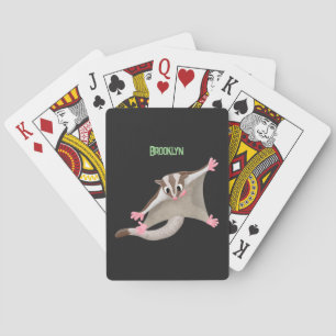 Cute happy sugar glider cartoon illustration playing cards