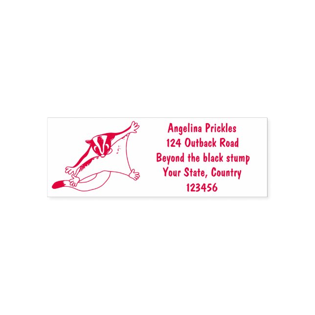 Cute happy sugar glider cartoon illustration self-inking stamp (Design)