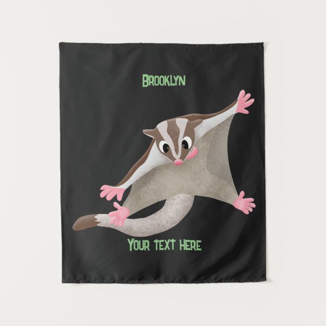 Cute happy sugar glider cartoon illustration tapestry (Front)
