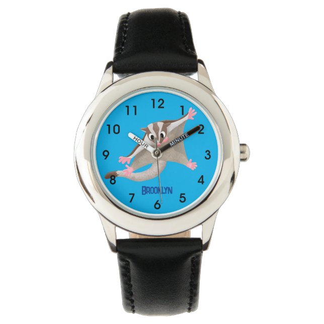 Cute happy sugar glider cartoon illustration watch (Front)