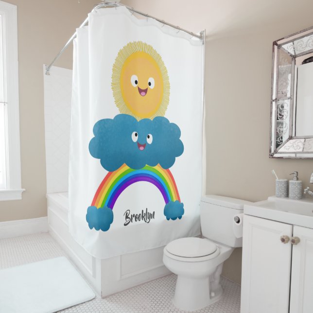 Cute happy sun cloud rainbow cartoon (In Situ)