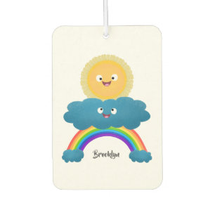 Cute happy sun cloud rainbow cartoon air freshener