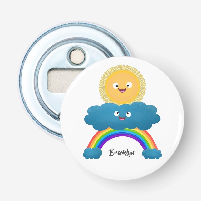 Cute happy sun cloud rainbow cartoon bottle opener (Front)