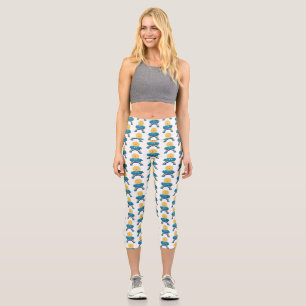 Cute happy sun cloud rainbow cartoon capri leggings