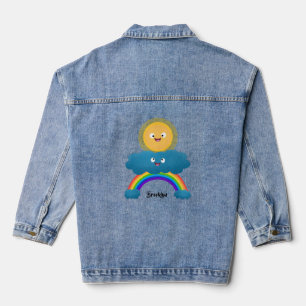 Cute happy sun cloud rainbow cartoon denim jacket