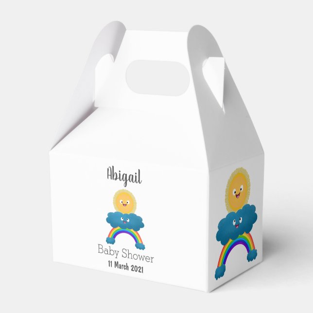 Cute happy sun cloud rainbow cartoon favor box (Front Side)