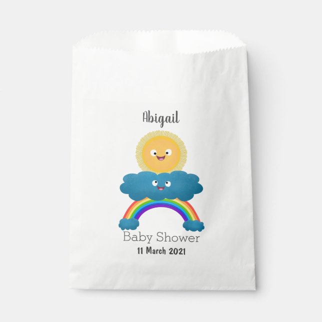 Cute happy sun cloud rainbow cartoon favour bag (Front)
