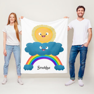 Cute happy sun cloud rainbow cartoon fleece blanket