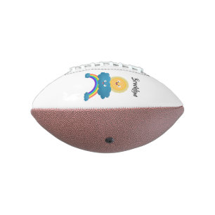 Cute happy sun cloud rainbow cartoon football