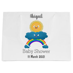 Cute happy sun cloud rainbow cartoon large gift bag