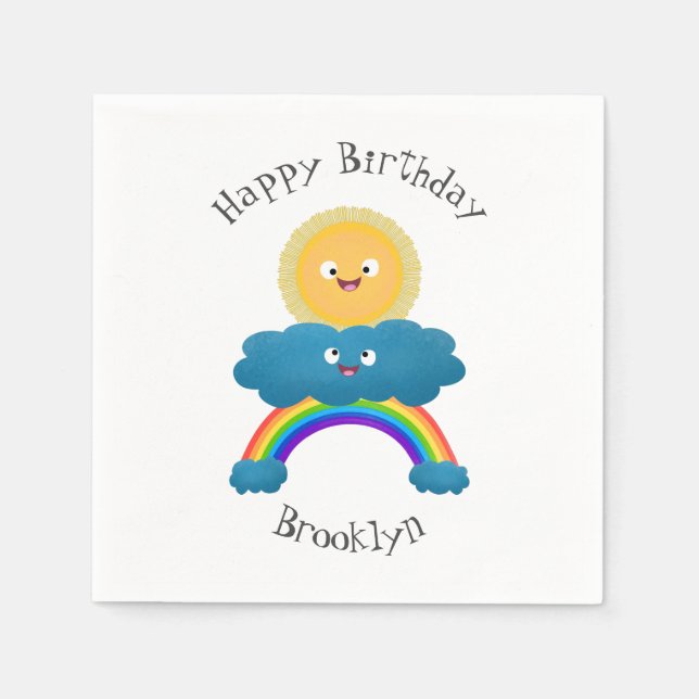Cute happy sun cloud rainbow cartoon napkin (Front)