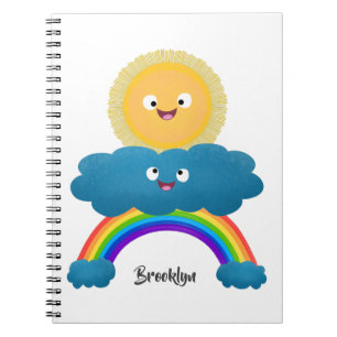 Cute happy sun cloud rainbow cartoon notebook