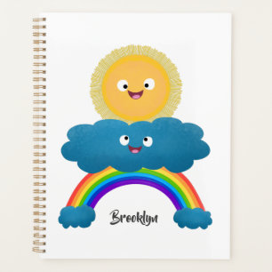 Cute happy sun cloud rainbow cartoon planner