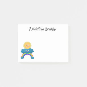 Cute happy sun cloud rainbow cartoon post-it notes