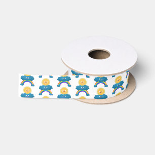 Cute happy sun cloud rainbow cartoon satin ribbon