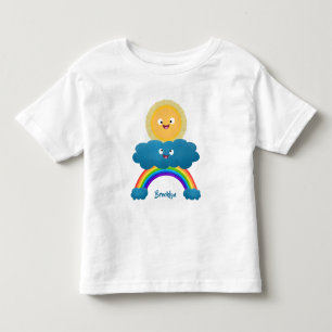 Cute happy sun cloud rainbow cartoon toddler t-shirt