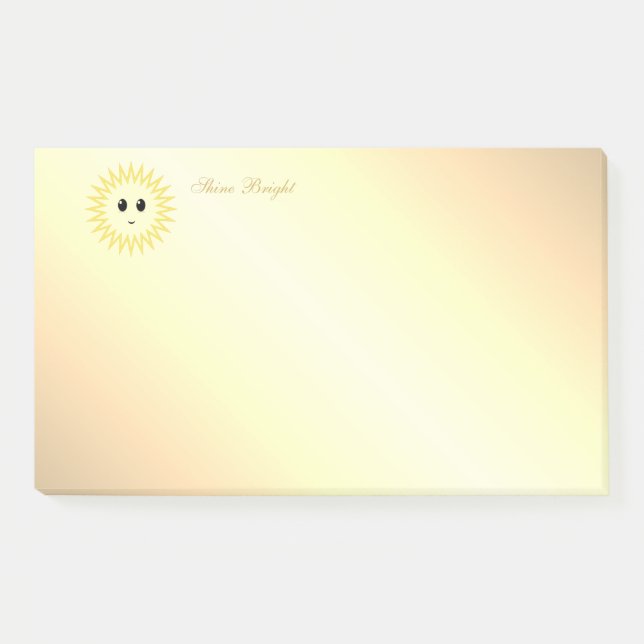 Cute Happy Sun on Golden Gradient Post-it Notes (Front)