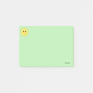 Cute Happy Sun on Light Green Background Post-it Notes