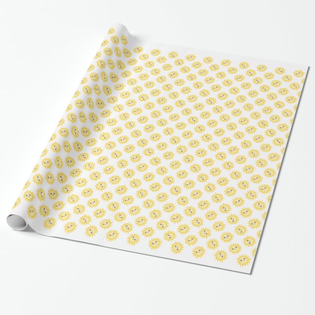 Cute Happy Sun Wrapping Paper (Unrolled)