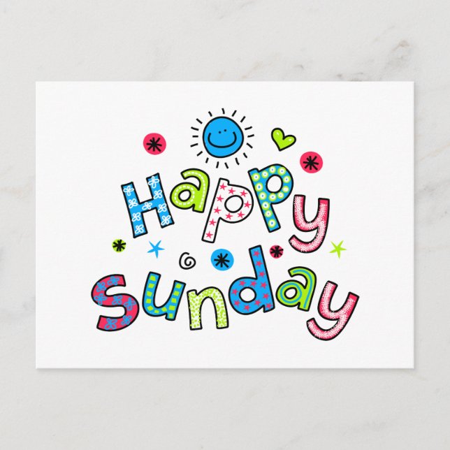 Cute Happy Sunday Week Greeting Text Expression Postcard (Front)