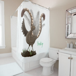 Cute happy superb lyrebird cartoon illustration