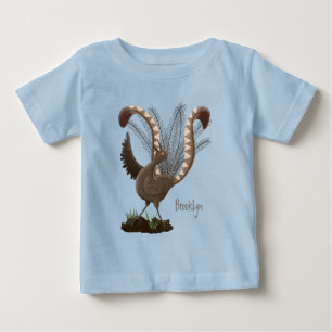 Cute happy superb lyrebird cartoon illustration baby T-Shirt