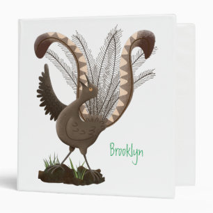 Cute happy superb lyrebird cartoon illustration binder