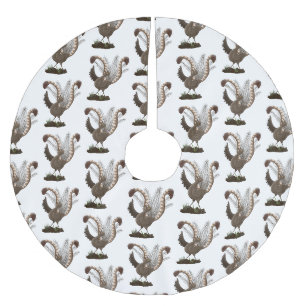 Cute happy superb lyrebird cartoon illustration brushed polyester tree skirt