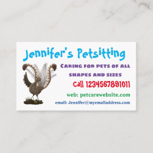 Cute happy superb lyrebird cartoon illustration  business card