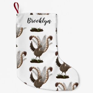 Cute happy superb lyrebird cartoon illustration  small christmas stocking