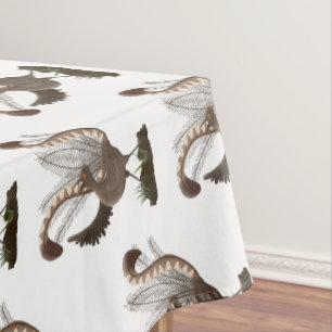 Cute happy superb lyrebird cartoon illustration  tablecloth