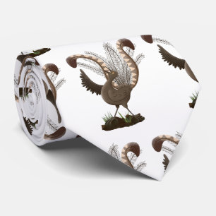 Cute happy superb lyrebird cartoon illustration tie