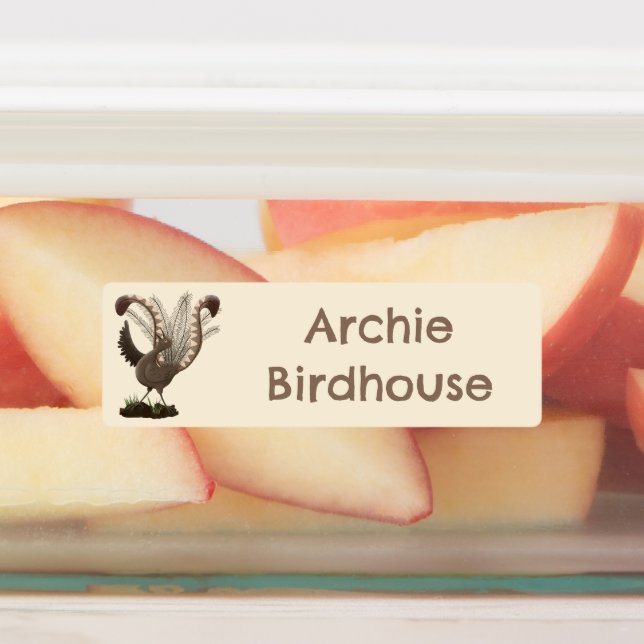 Cute happy superb lyrebird cartoon personalized  (Affixed)