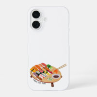 Cute Happy Sushi Plate iPhone 16 Case 