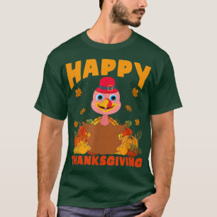 Cute Happy Thanksgiving Day With Turkey Girl Boy K T-Shirt
