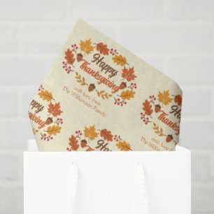 Cute Happy Thanksgiving Leaf Wreath Customized Tissue Paper