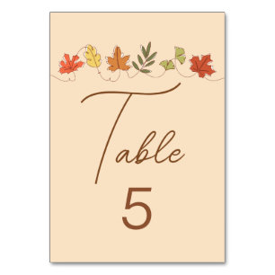 Cute Happy Thanksgiving Leaves Custom Party Table Number