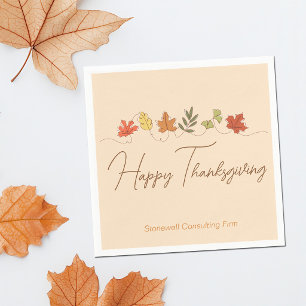 Cute Happy Thanksgiving Leaves Personalized Party Napkin